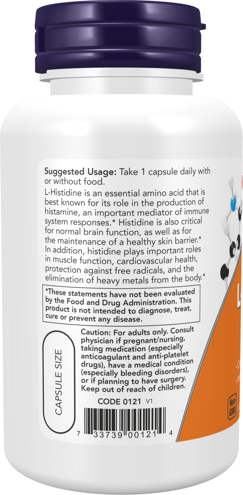 NOW Supplements, L-Histidine 600 mg, Immune System Support*, 60 Veg Caps