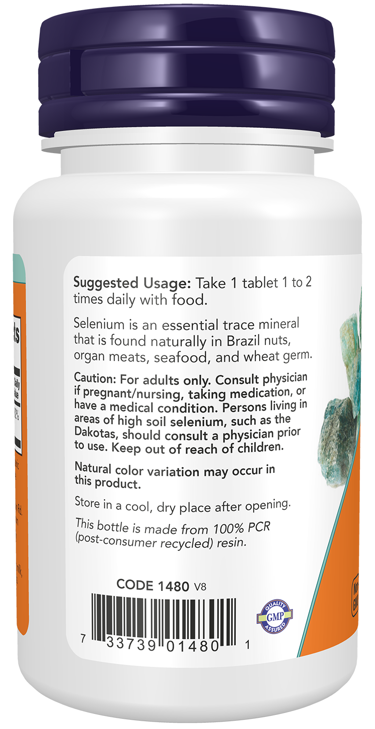 NOW Supplements, Selenium 100 mcg, Essential Mineral, 100 Tabs