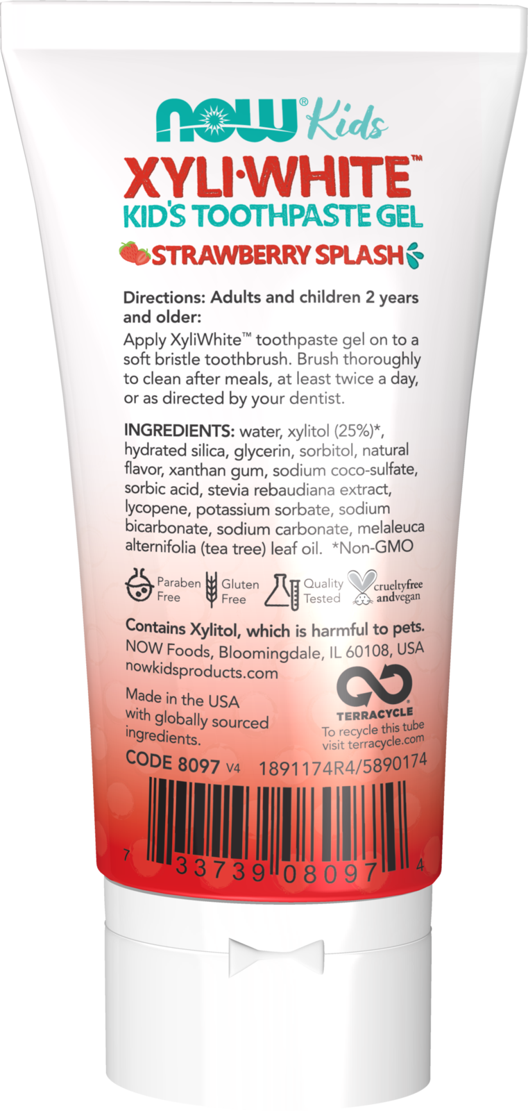 NOW Solutions, Xyliwhite™ Toothpaste Gel for Kids, Strawberry Splash Flavor, Kid Approved! 3-Ounce, packaging may vary