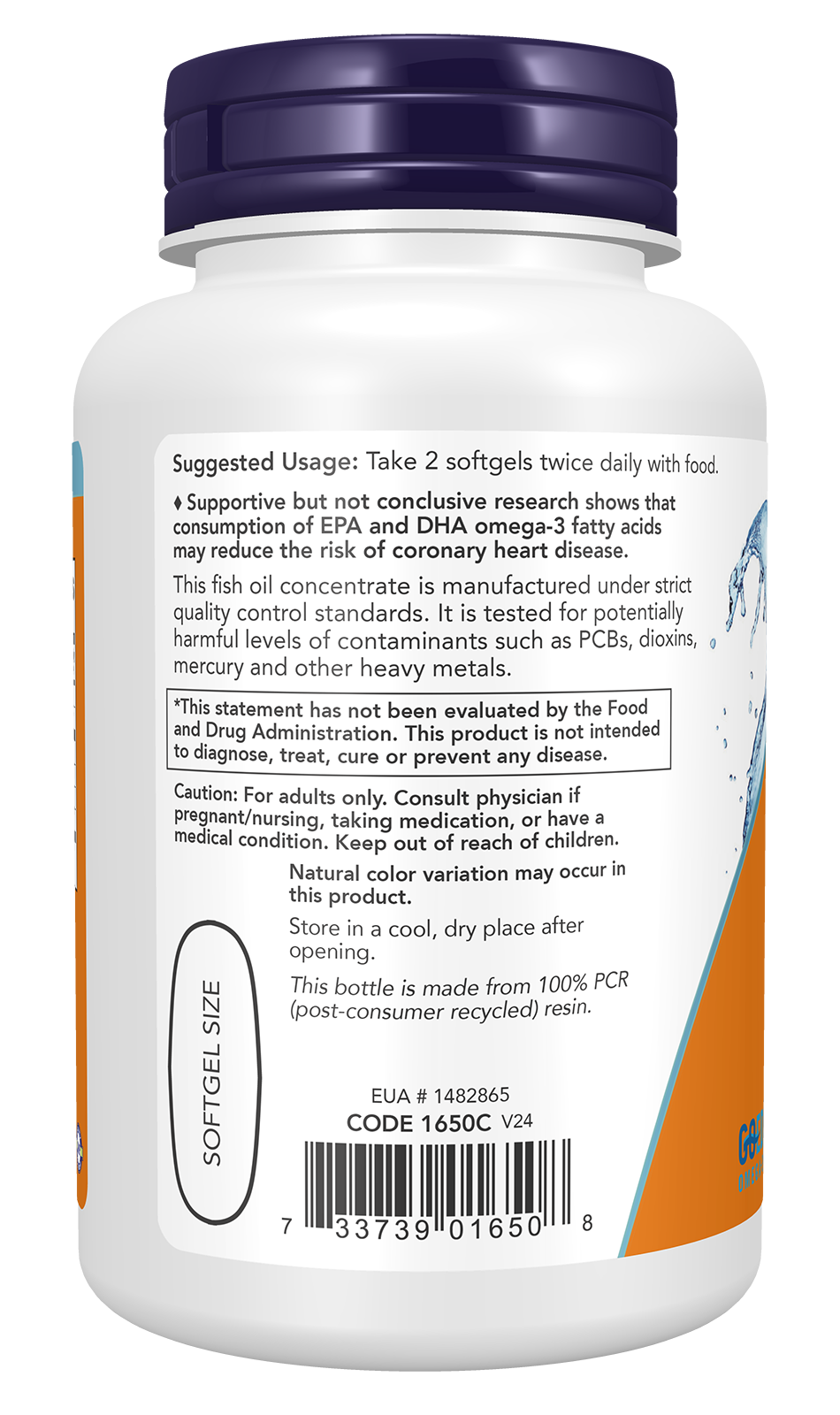 NOW Supplements, Omega-3, Molecularly Distilled, 100 Softgels