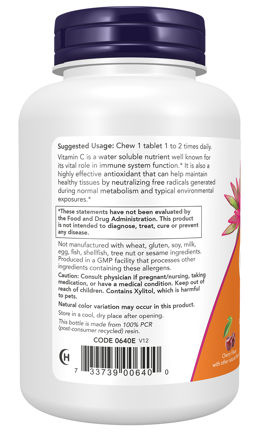 NOW Supplements, Vitamin C-500, Cherry Flavor, 100 Chewable Lozenges