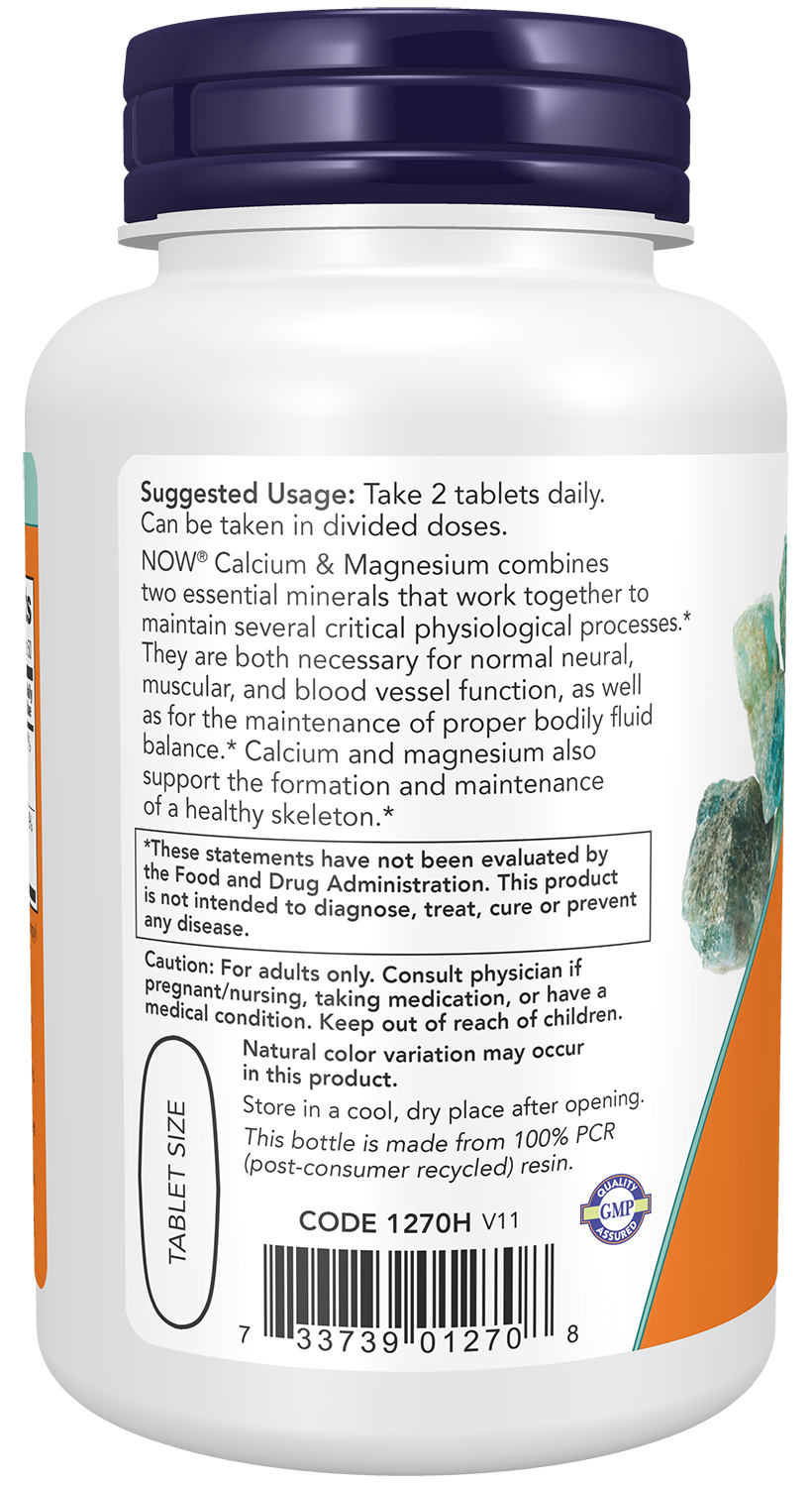 NOW Supplements, Calcium & Magnesium 2:1 Ratio, High Potency, 100 Tabs