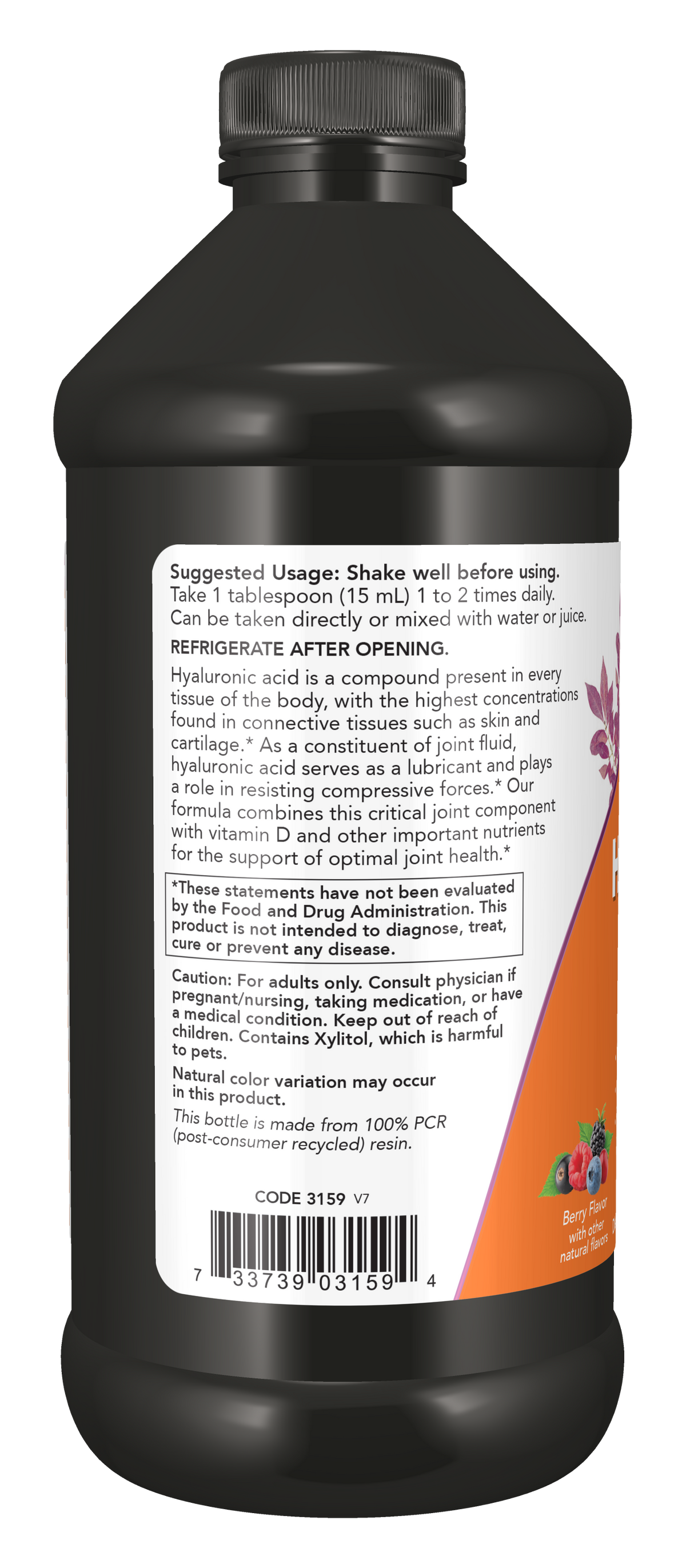 NOW Supplements, Liquid Hyaluronic Acid, Berry Flavor, 16 oz