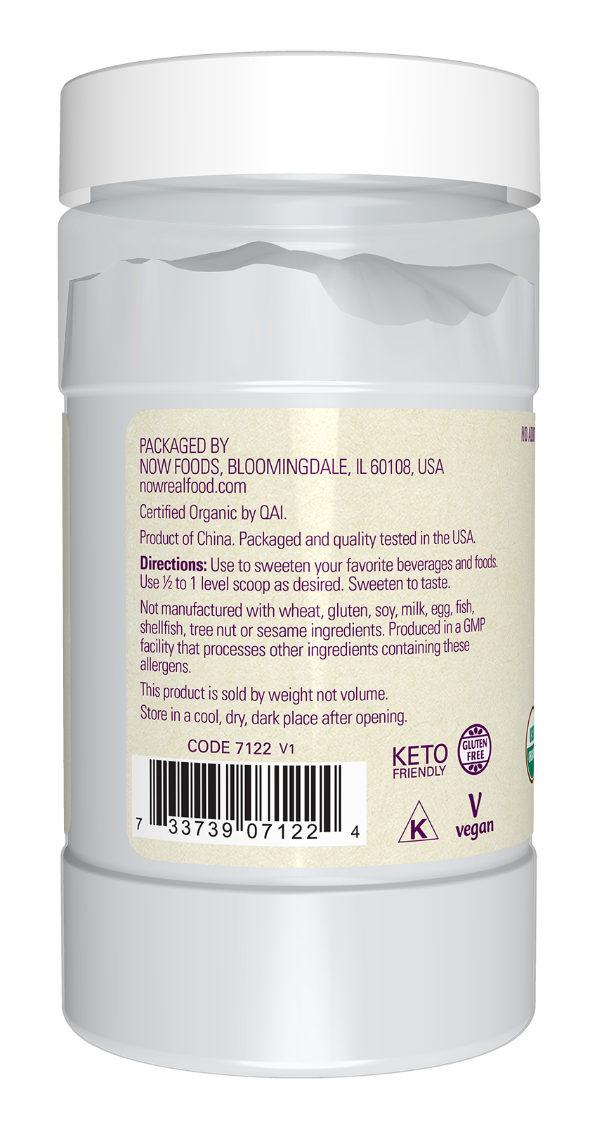 NOW Foods, Organic Monk Fruit Extract Powder, Zero-Calorie, 3.7 oz