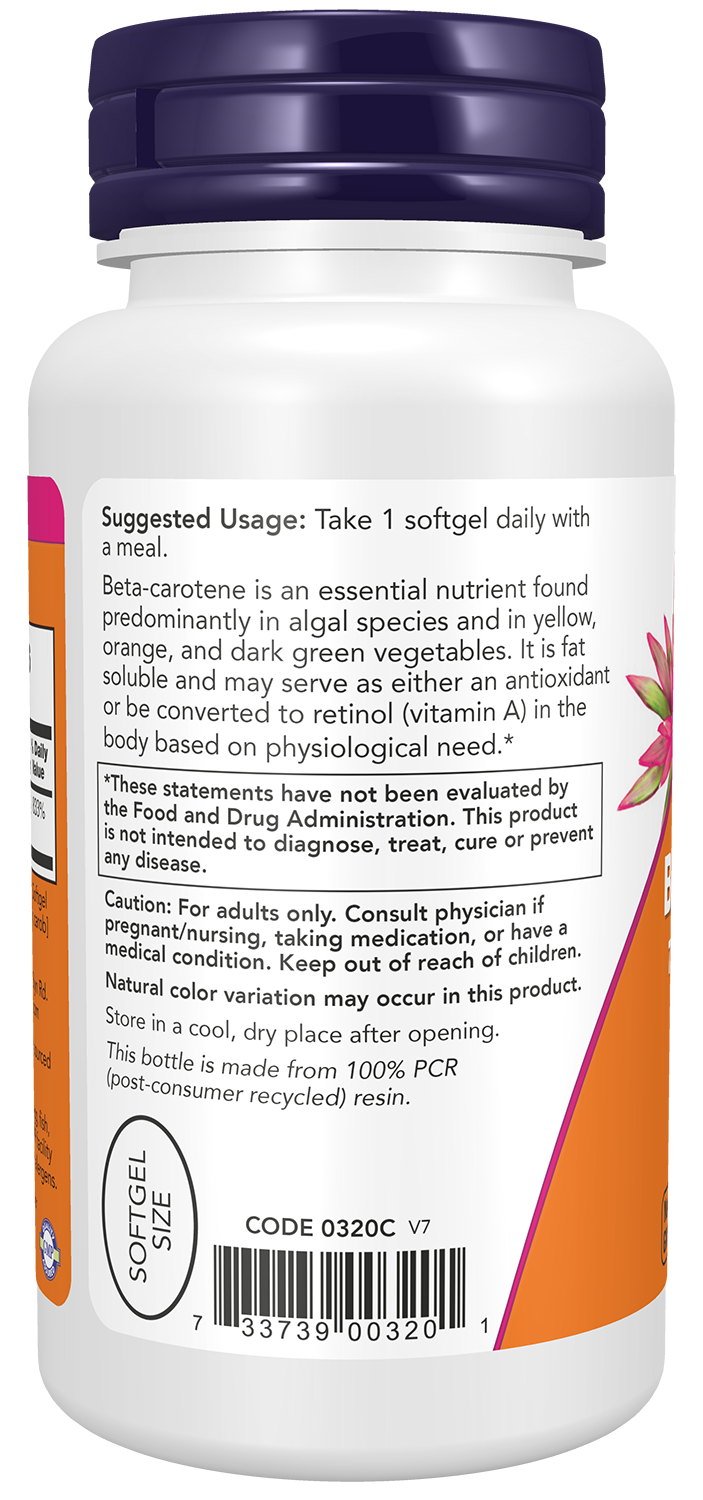 NOW Supplements, Beta Carotene 25,000 IU, 90 Softgels