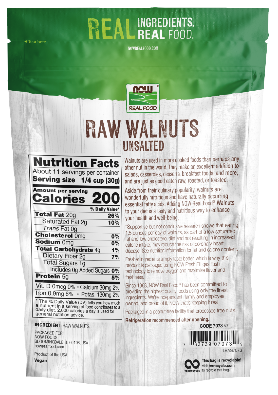 NOW Foods, Walnuts, Halves and Pieces, Raw, Unsalted, 12 oz