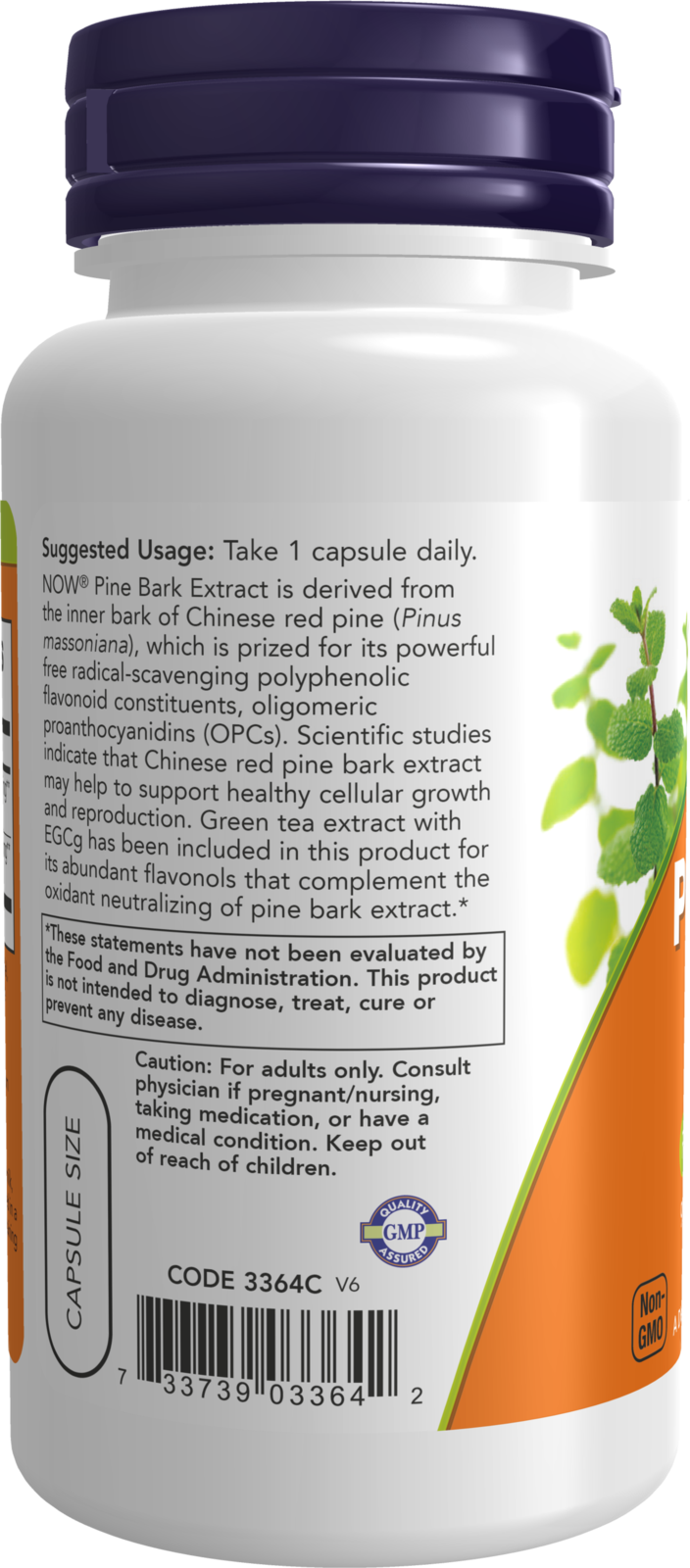 NOW Supplements, Pine Bark Extract 240 mg, 90% OPC Pine Bark, 90 Veg Caps