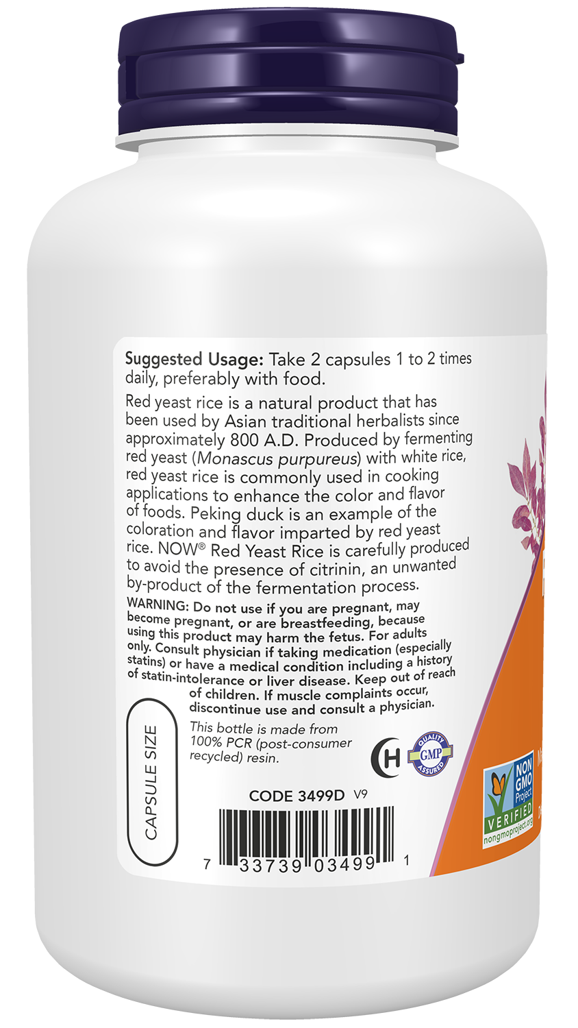 NOW Supplements, Red Yeast Rice 600 mg, Organic Red Yeast, 240 Veg Caps