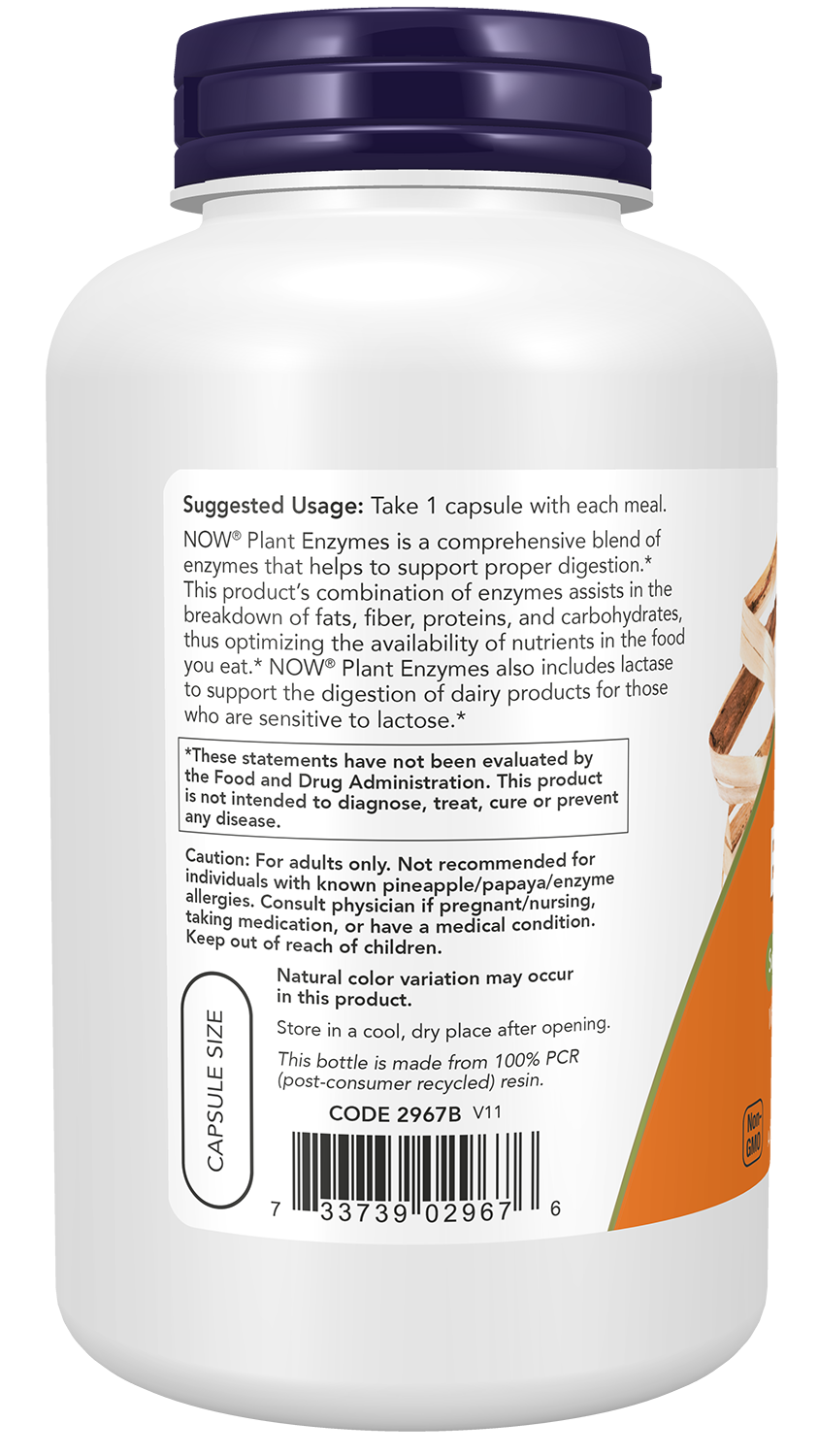 NOW Supplements, Plant Enzymes, Lactase, Protease, Bromelain, 240 Veg Caps