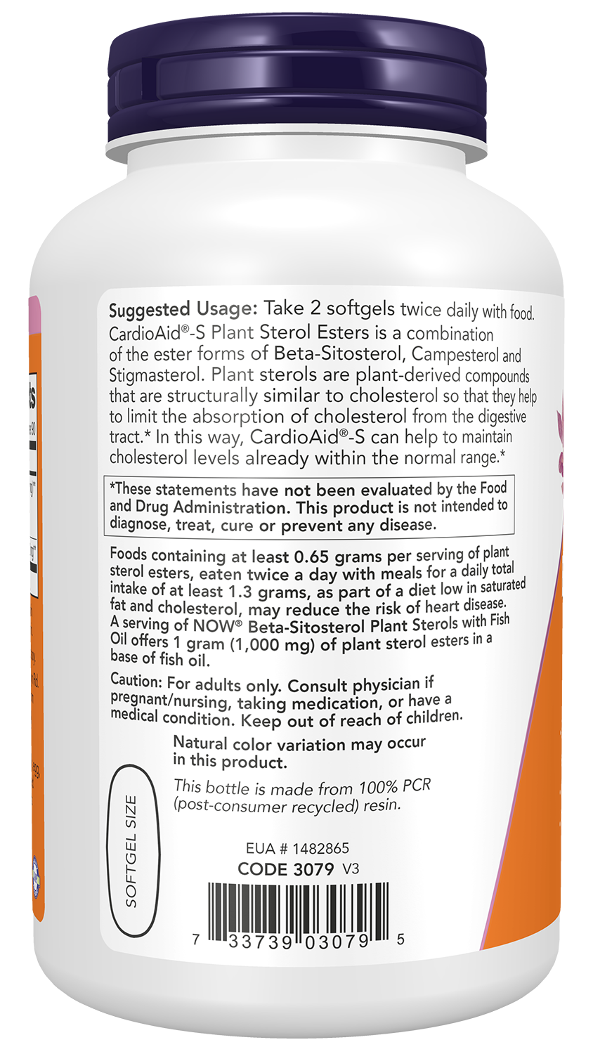 NOW Supplements, Beta-Sitosterol Plant Sterols CardioAid®-S, 180 Softgels