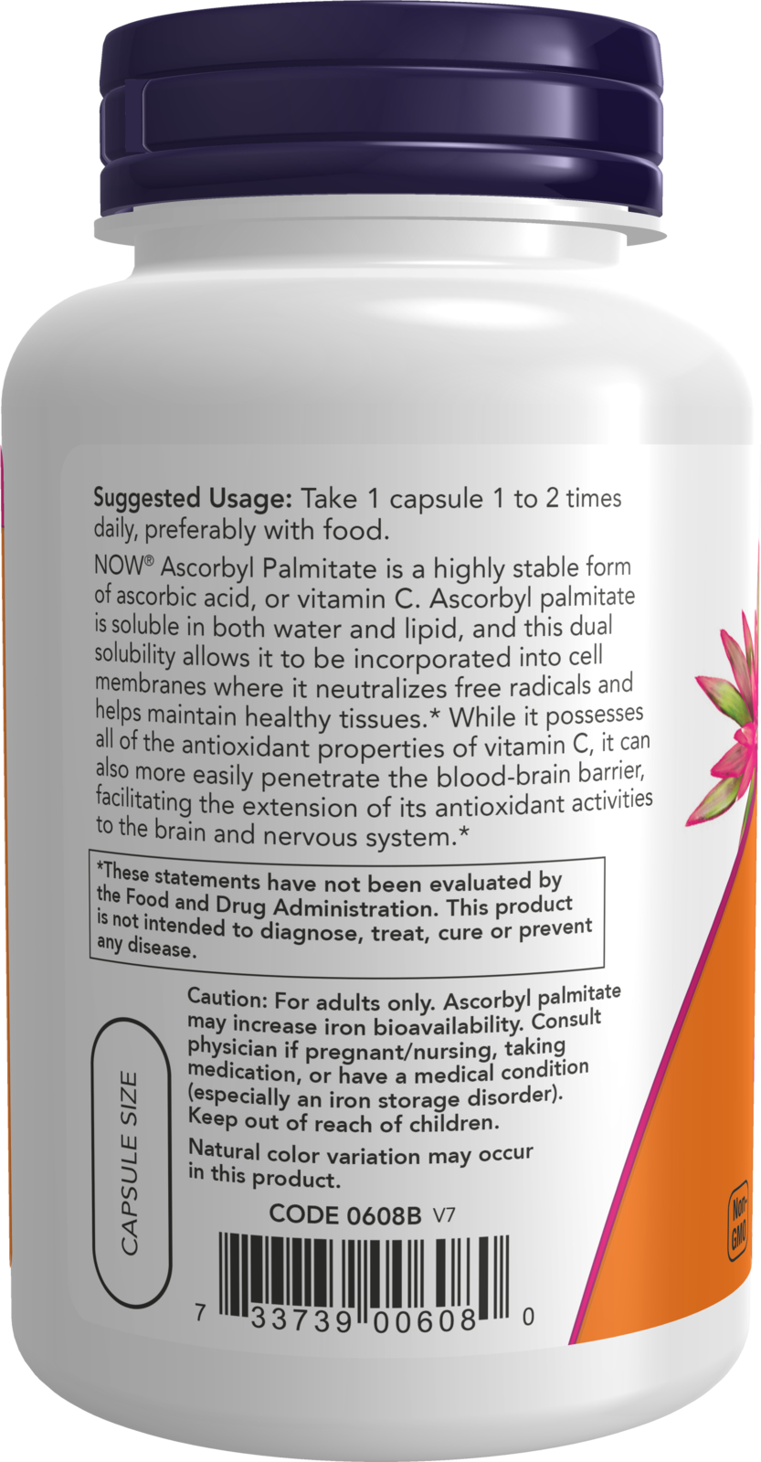 NOW Supplements, Ascorbyl Palmitate 500 mg, Esterified Vit C, 100 Veg Caps