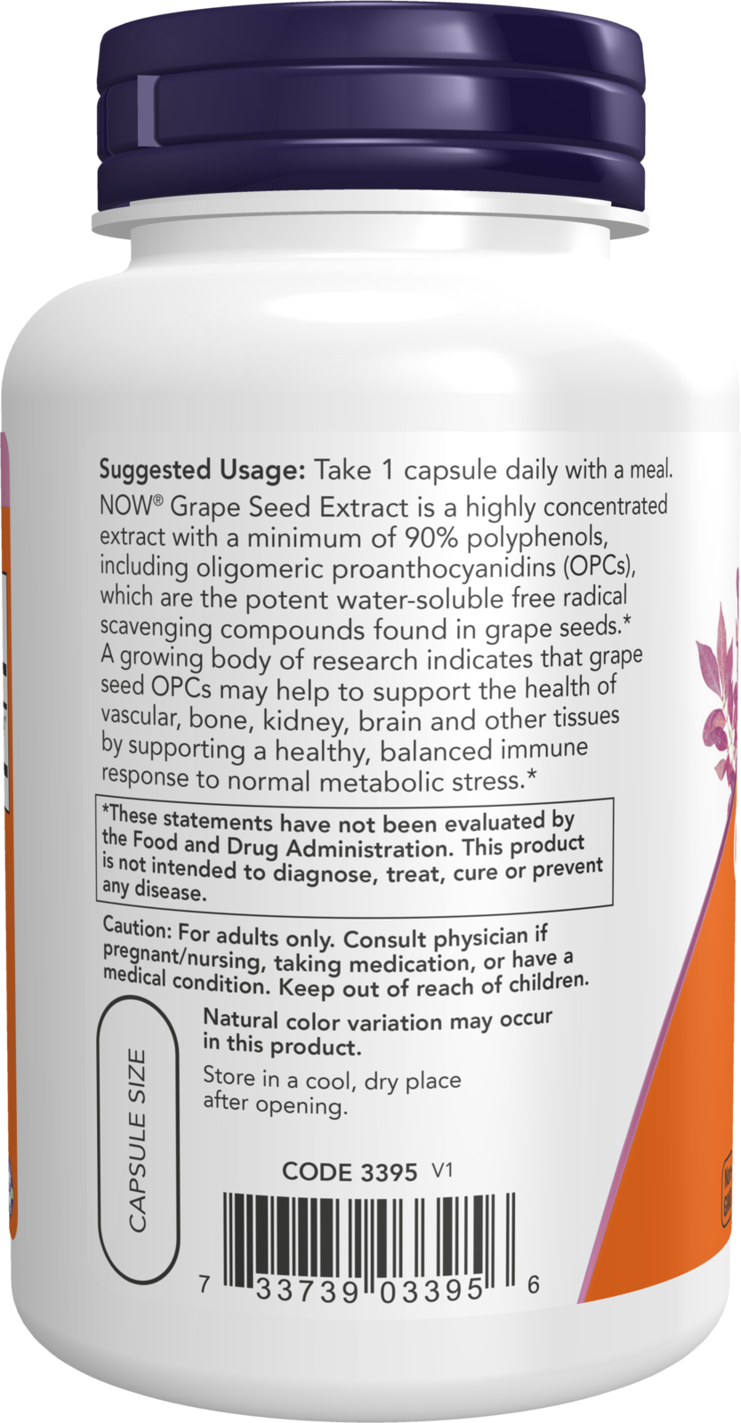 NOW Supplements, Grape Seed Extract, Maximum Strength 500 mg, 90 Veg Caps