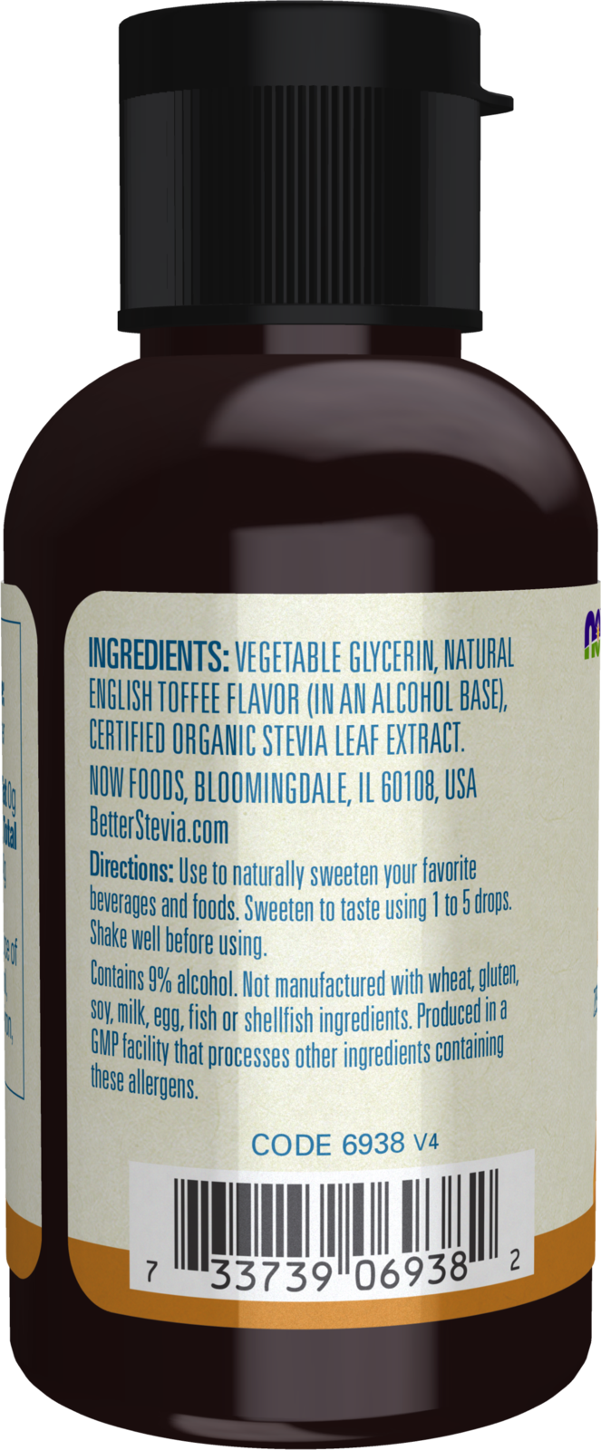 NOW BetterStevia® English Toffee Zero-Calorie Liquid Sweetener, 2 fl. oz.