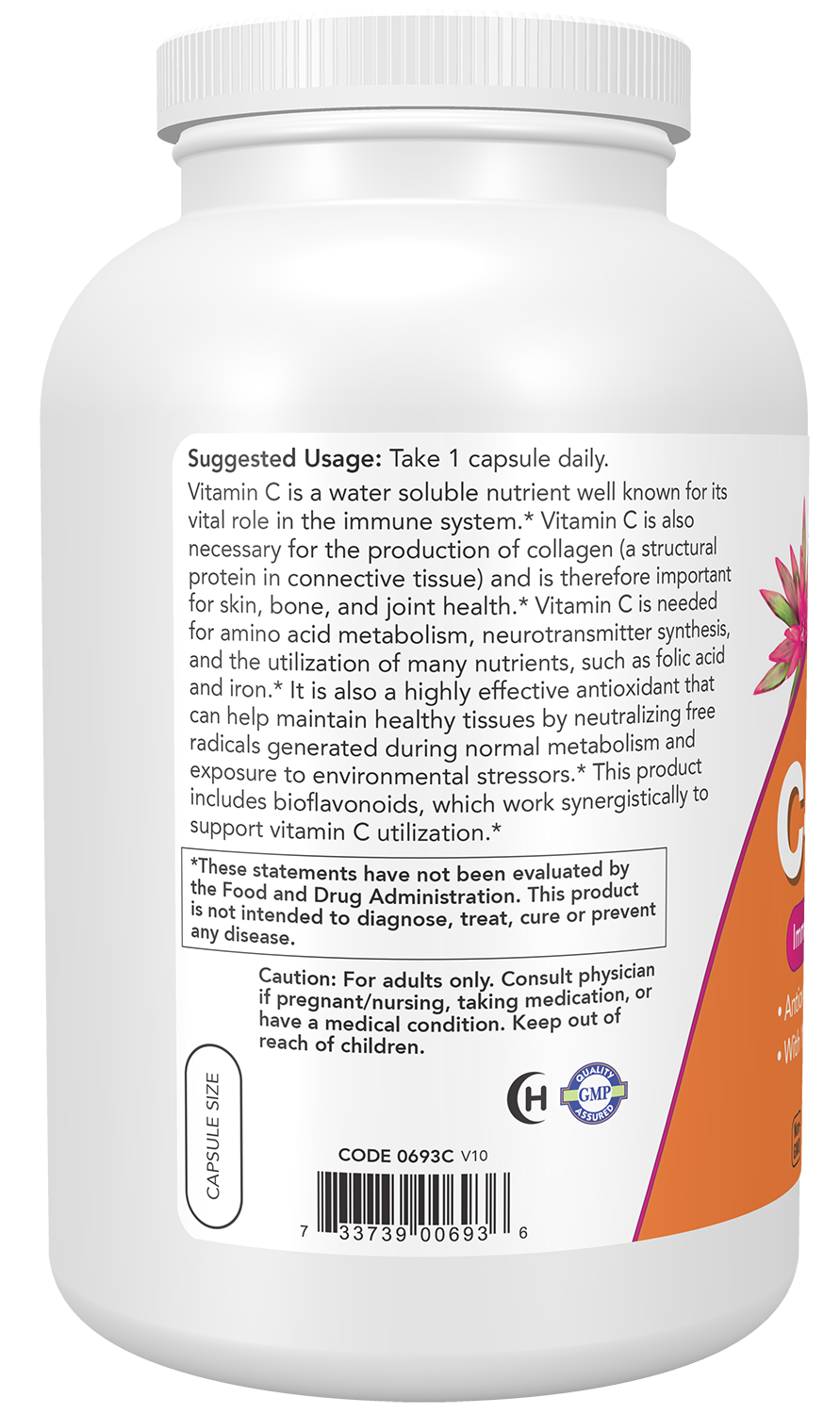 NOW Supplements, Vitamin C-1,000 with 100 mg of Bioflavonoids, 500 Veg Caps