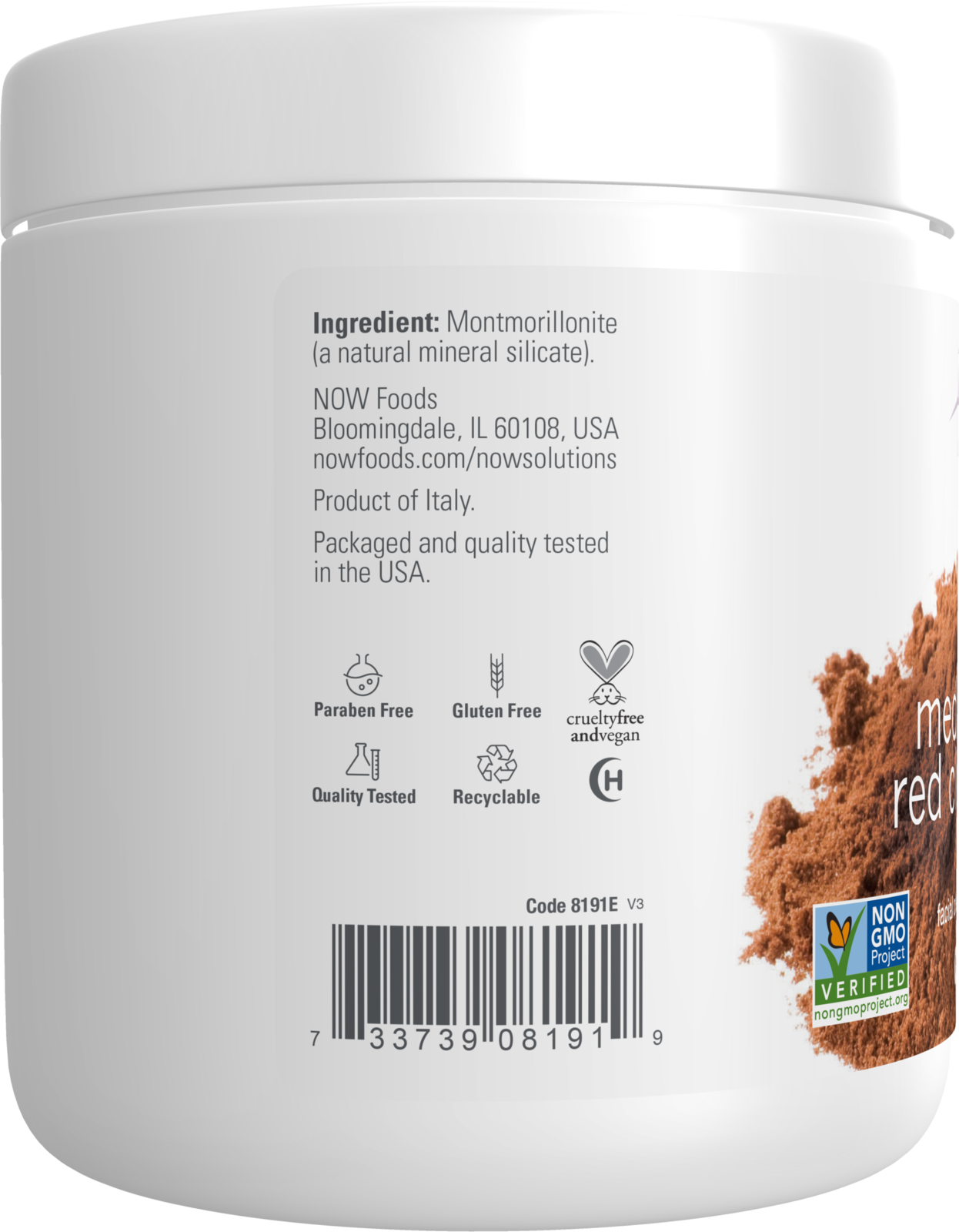 NOW Solutions, Mediterranean Red Clay Powder, Sensitive Skin Mask, 14 oz
