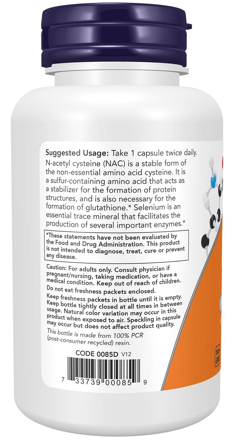 NOW Supplements, NAC (N-Acetyl Cysteine) 600 mg with Selenium 100 Capsules