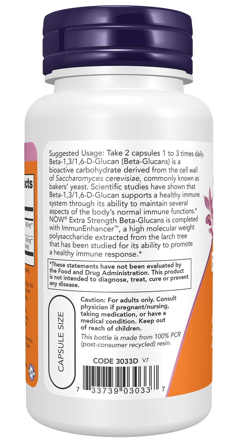 NOW Supplements, Beta-Glucans with ImmunEnhancer™, 60 Veg Caps