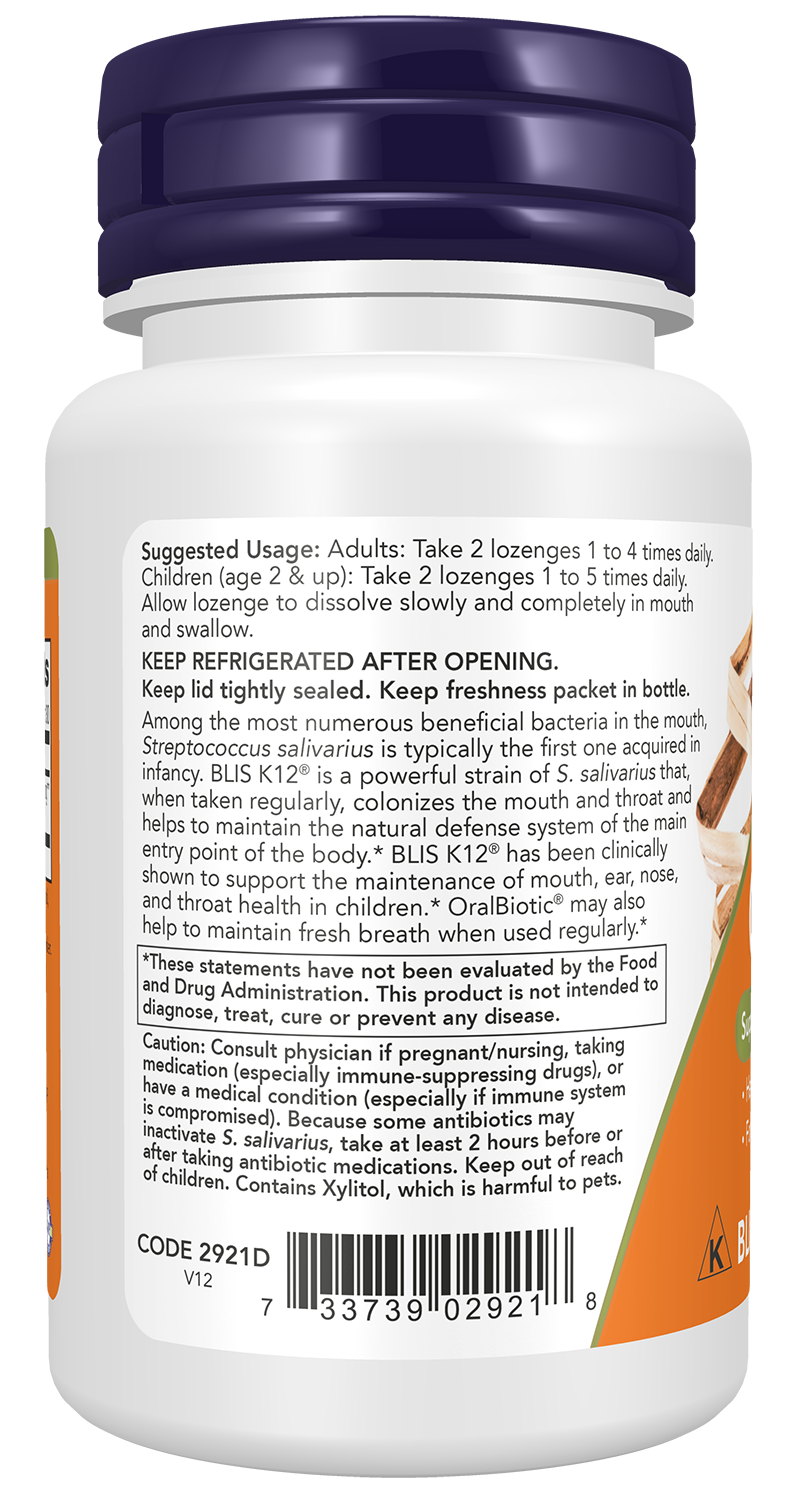 NOW Supplements, OralBiotic™, Adults, Kids, Strain Verified, 60 Lozenges