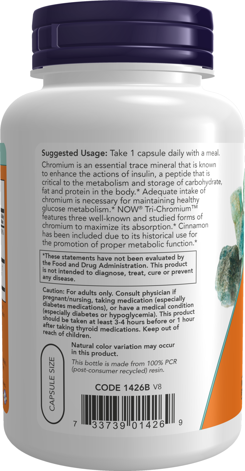 NOW Supplements, Tri-Chromium™ 500 mcg, Insulin Co-Factor*, 180 Veg Caps