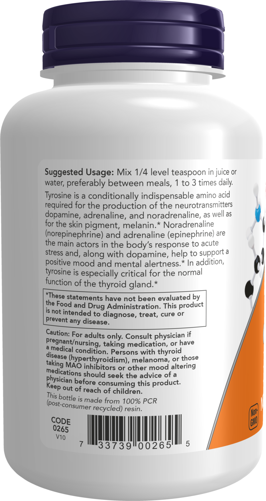 NOW Supplements, L-Tyrosine Powder, Free-Form, Amino Acid, 4 oz
