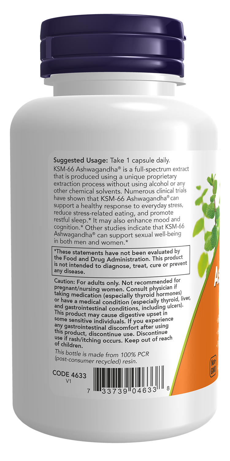 NOW Supplements, KSM-66 Ashwagandha®, Stress & Sleep Support*, 90 Veg Caps