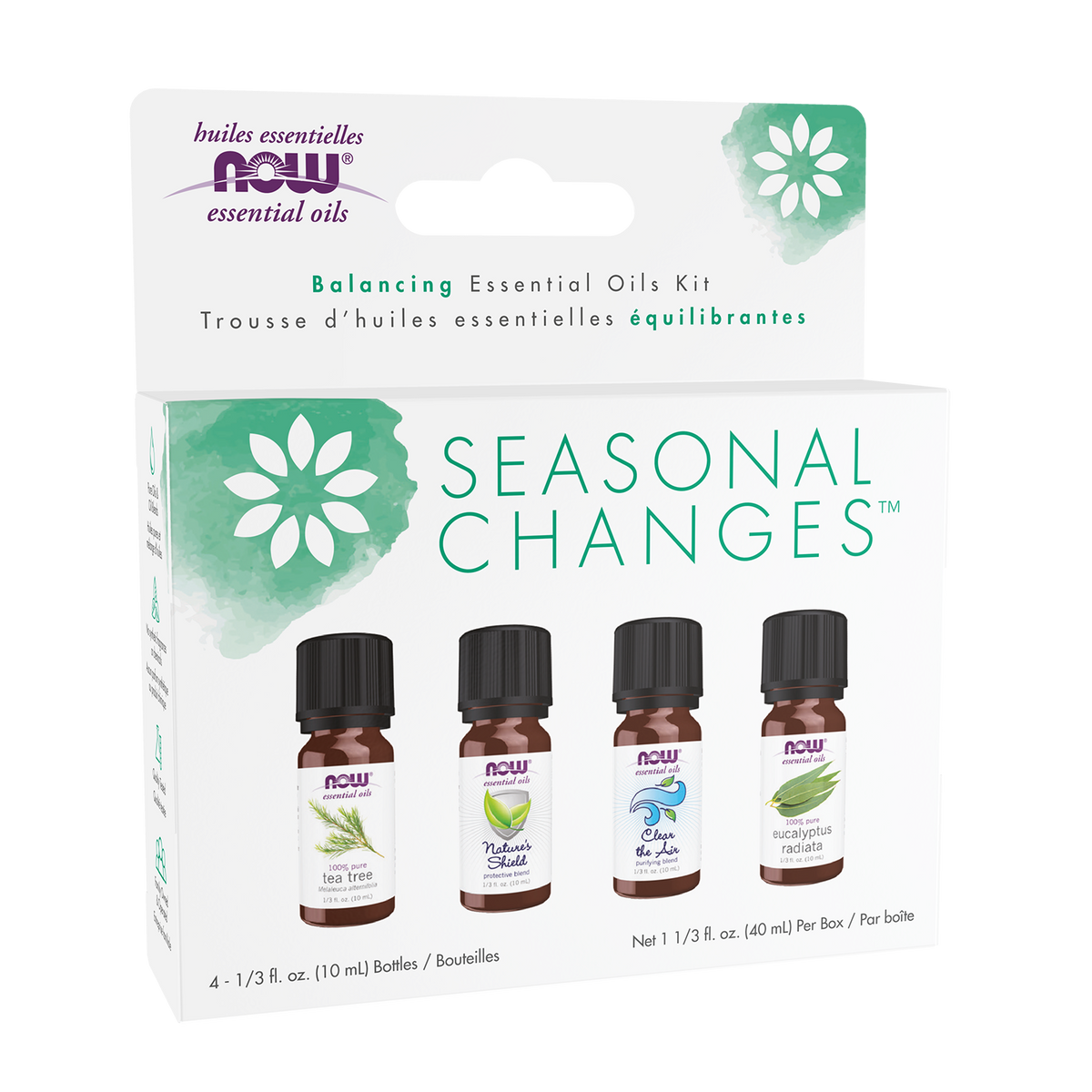 NOW Essential Oils, Seasonal Changes Balancing Aromatherapy Kit, 4x 10mL