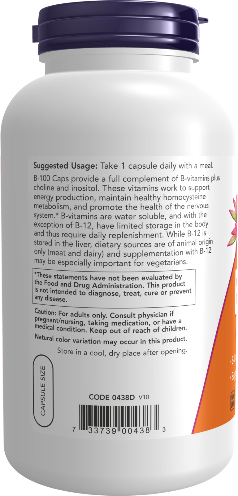 NOW Supplements, Vitamin B-100, Energy Production*, 250 Veg Caps