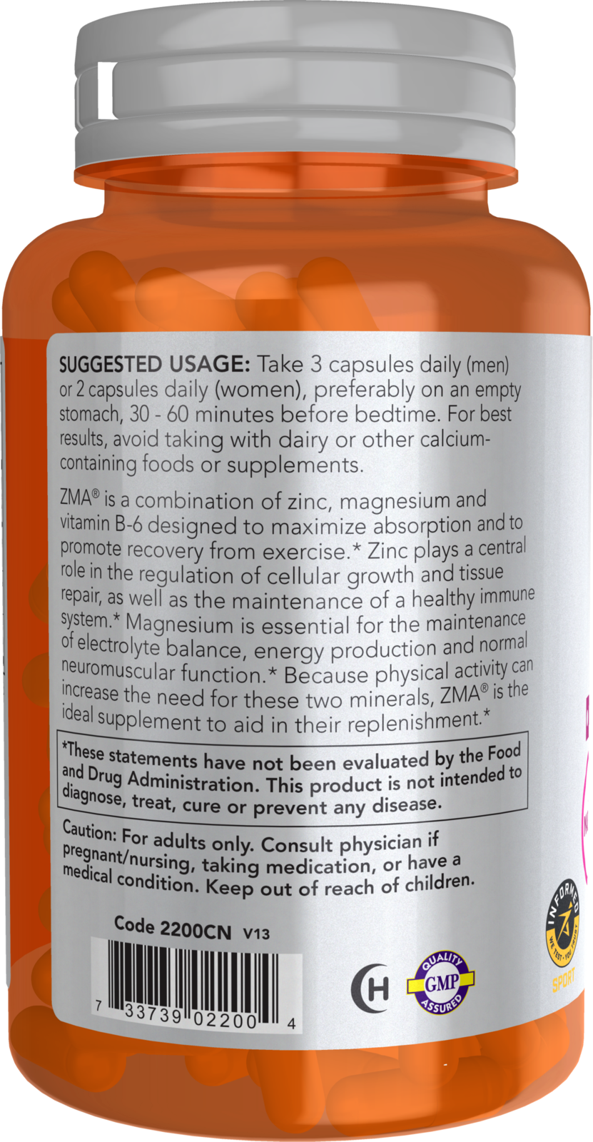 NOW Sports, ZMA, Enhanced Absorption, Sports Recovery*, 90 Veg Caps