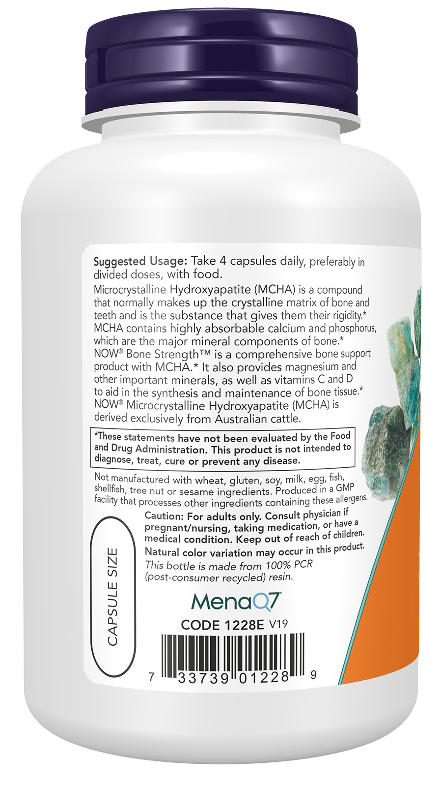 NOW Supplements, Bone Strength™ Microcrystalline Hydroxyapatite, 120 Caps