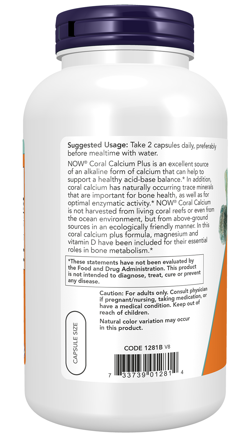 NOW Supplements, Coral Calcium Plus, Bone Health*, 250 Veg Caps