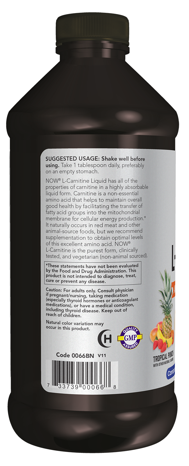 NOW Sports, L-Carnitine Liquid 1,000 mg, Tropical Punch, 16 fl. oz