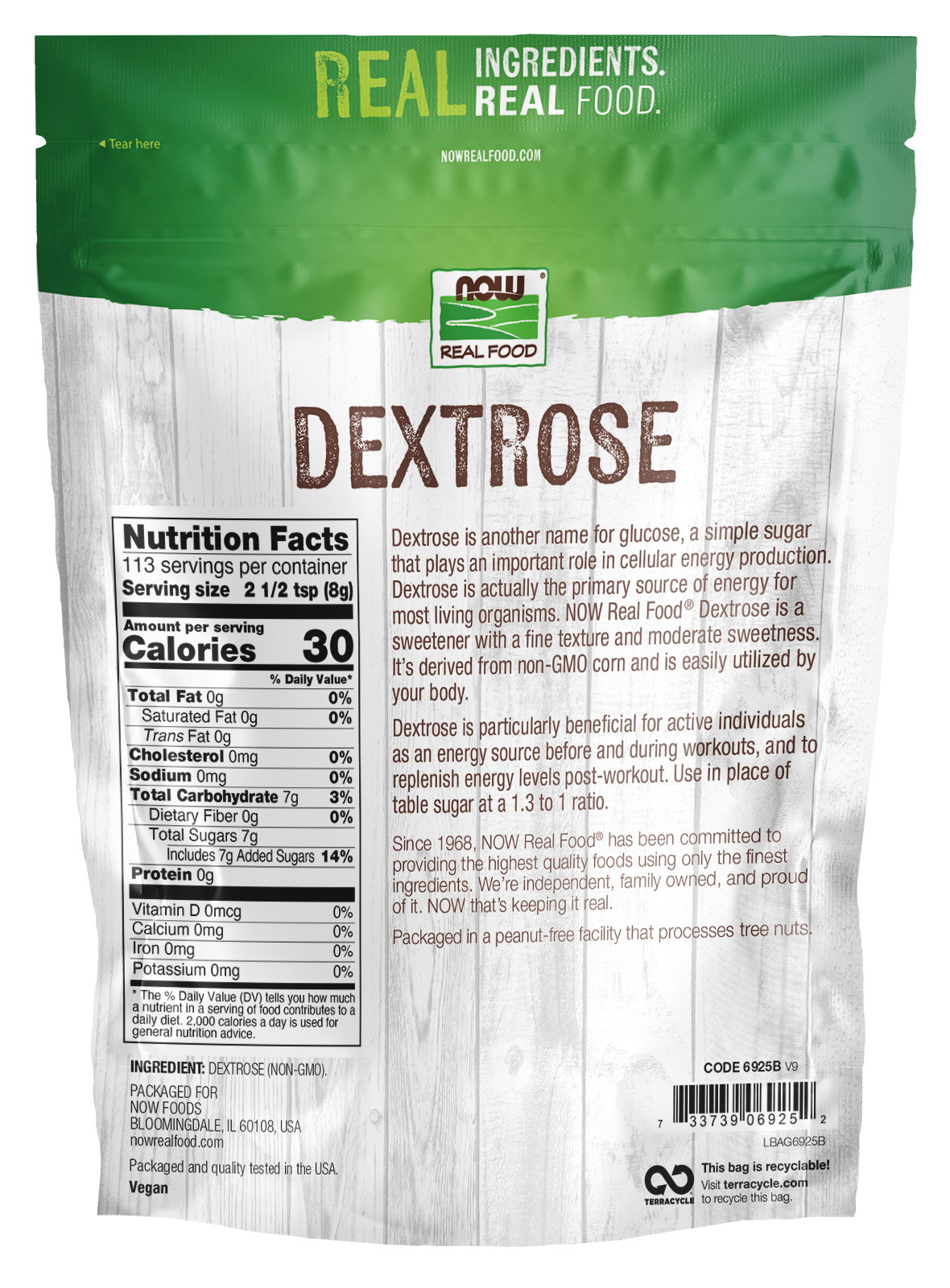 NOW Foods, Dextrose, No Added Ingredients, Energy Source, 32 oz