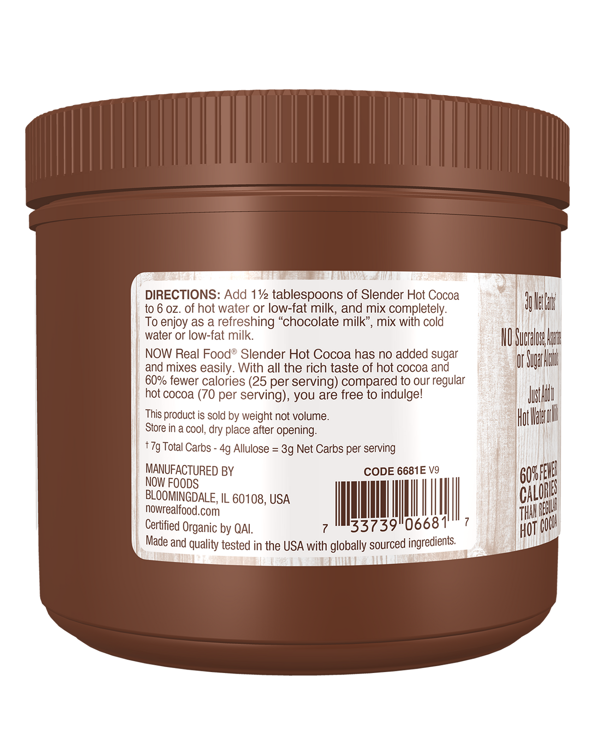 NOW Foods, Organic Slender Hot Cocoa, 10 oz
