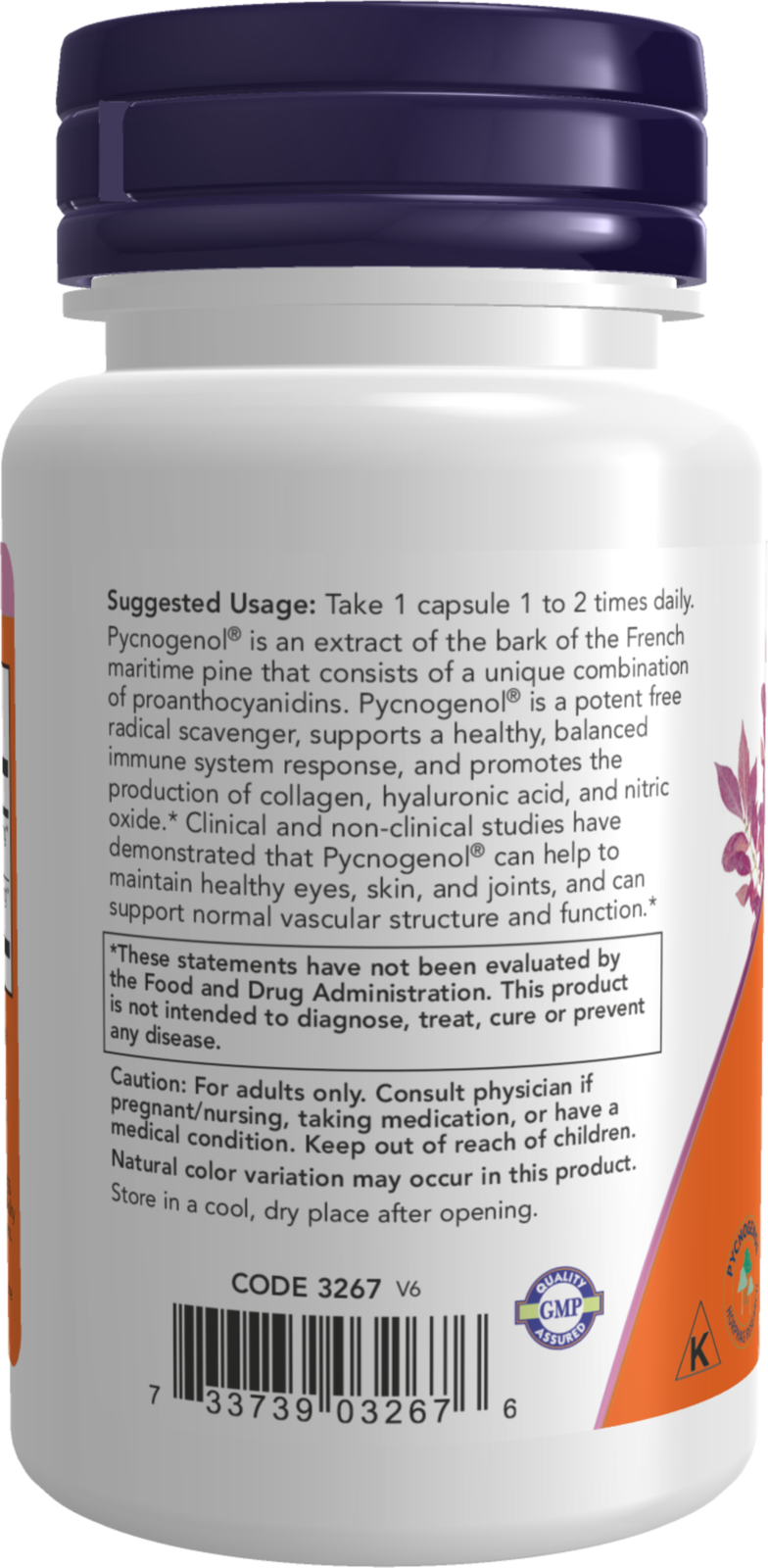 NOW Supplements, Pycnogenol 100 mg with Amla, 60 Veg Caps