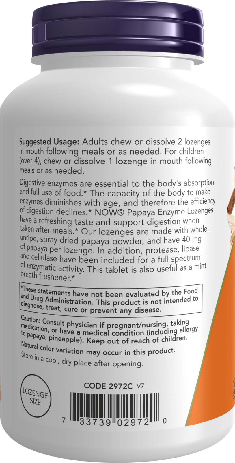 NOW Supplements, Papaya Enzyme, Mint & Chlorophyll, 360 Chewable Lozenges