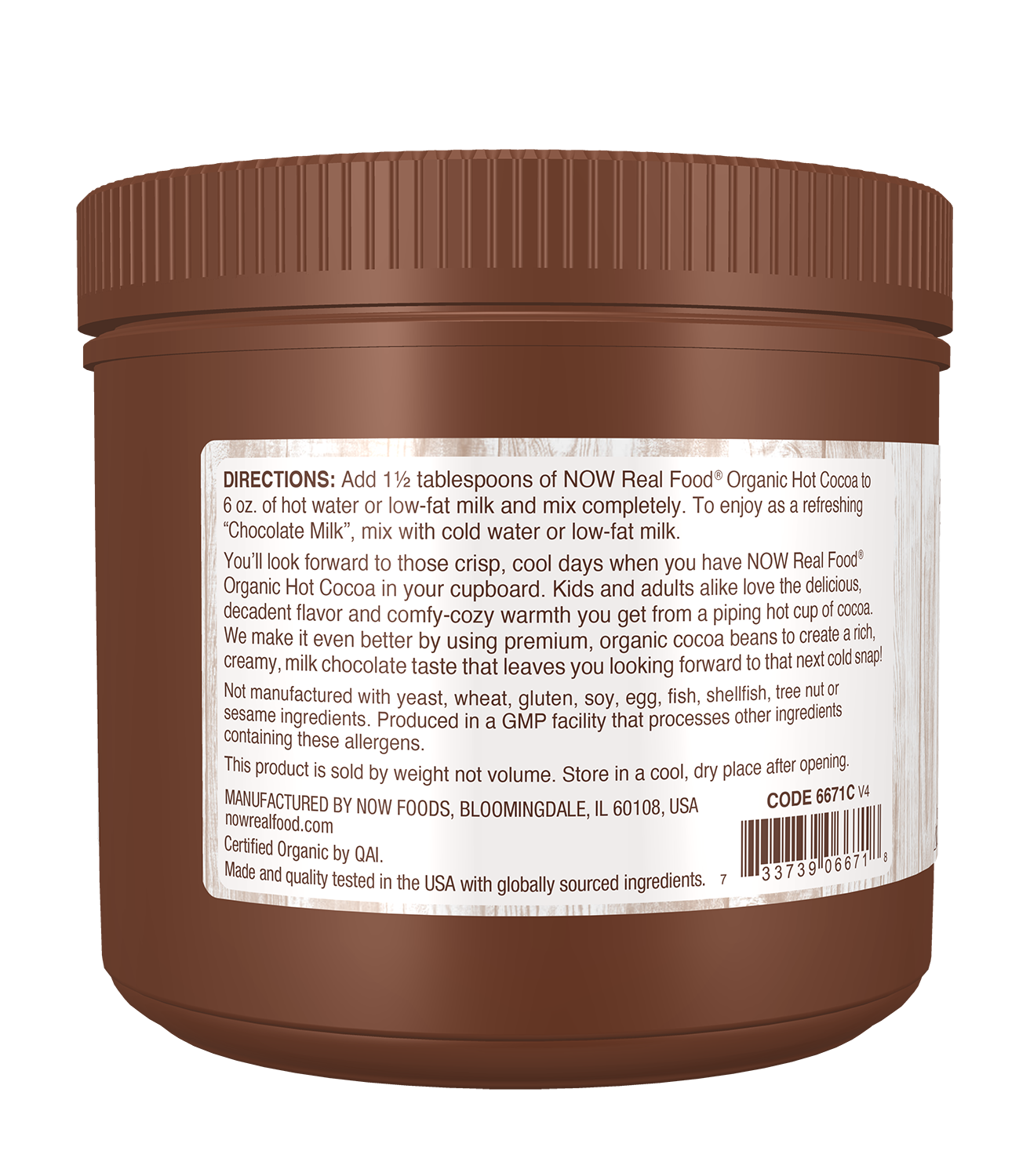 NOW Foods, Organic Hot Cocoa, Rich, Creamy flavor, 14 oz
