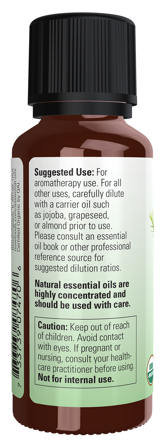 NOW Essential Oils, Organic Tea Tree Oil, Steam Dist., Undiluted, 1 fl. oz