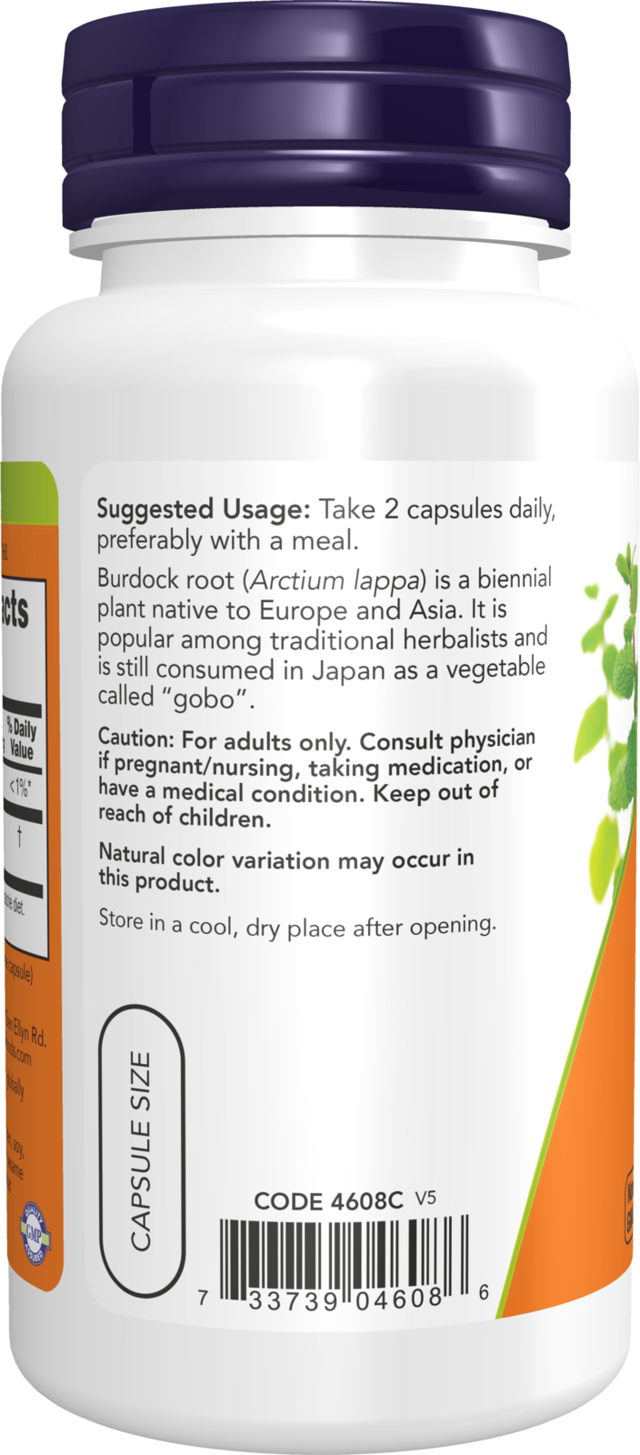 NOW Supplements, Burdock Root 430 mg, Herbal Supplement, 100 Veg Caps