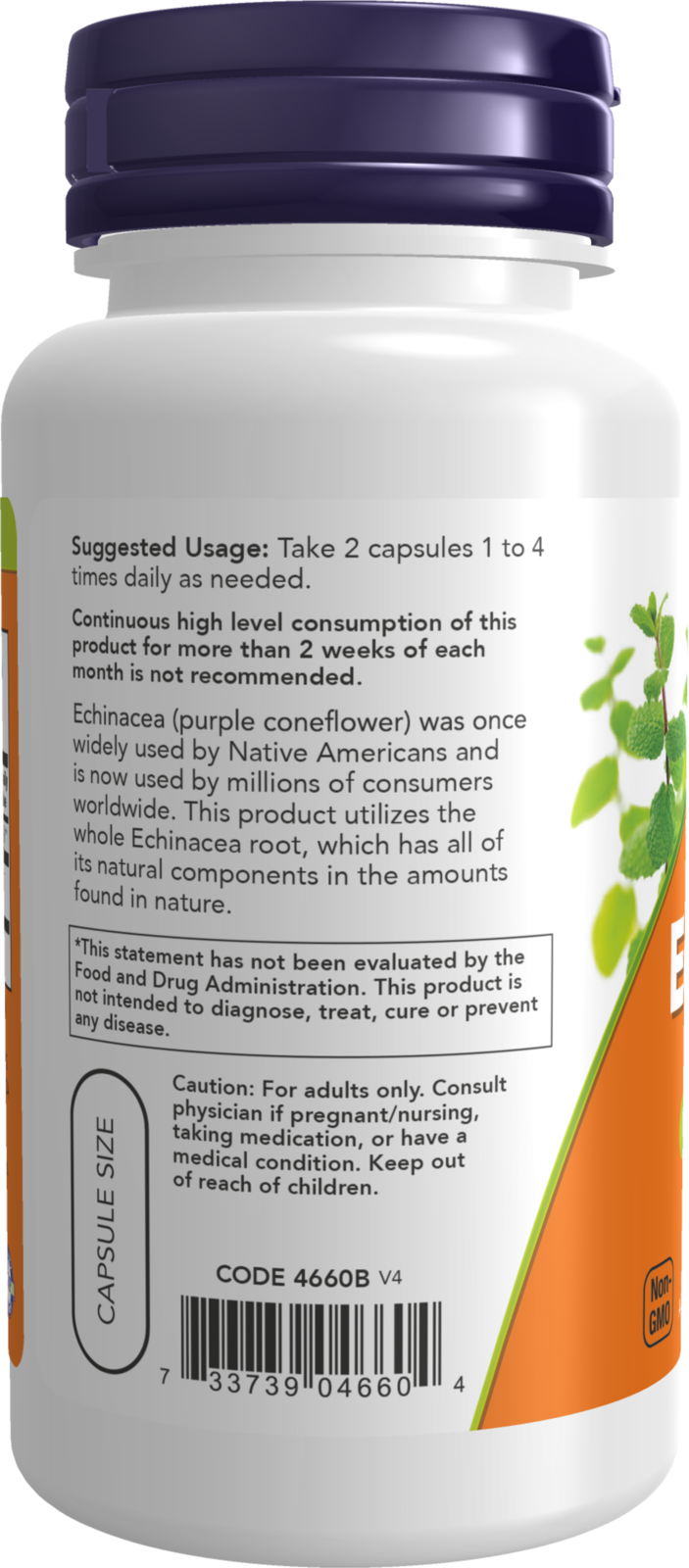 NOW Supplements, Echinacea 400 mg, Immune System Support*, 100 Veg Caps