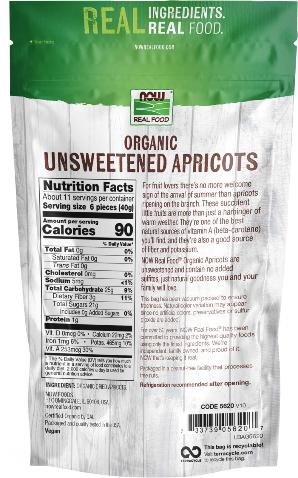 NOW Foods, Organic Dried Apricots, Unsweetened, No Preservatives, 16 oz