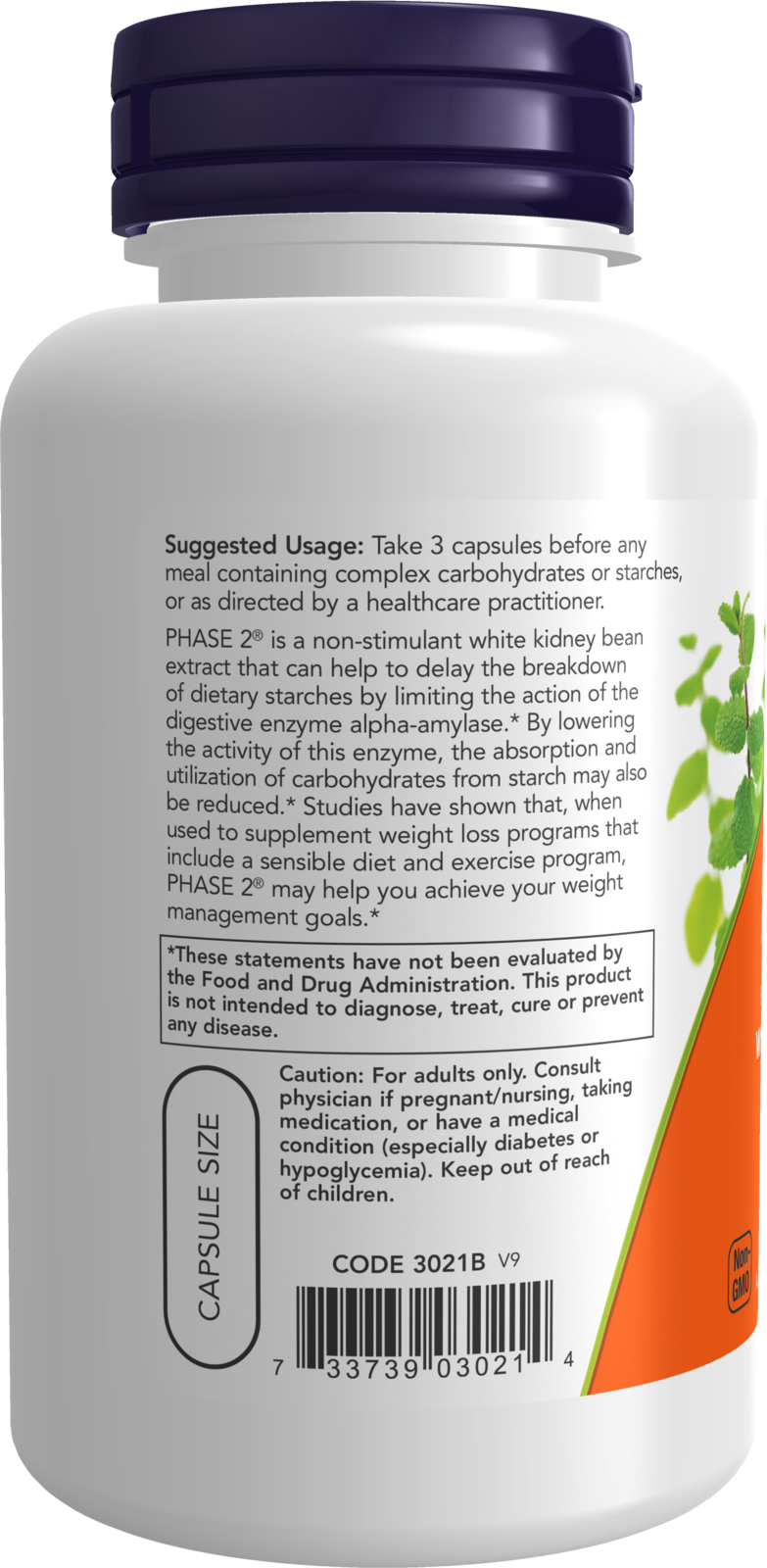 NOW Supplements, Phase 2® (White Kidney Bean Extract) 500 mg, 120 Veg Caps