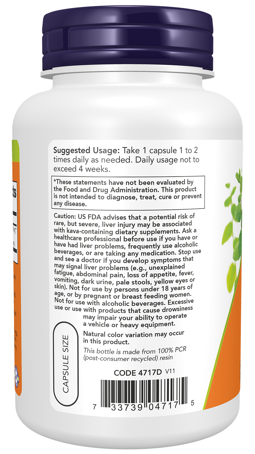 NOW Supplements, Kava Kava Extract Extract, 30% Kavalactones, 120 Veg Caps