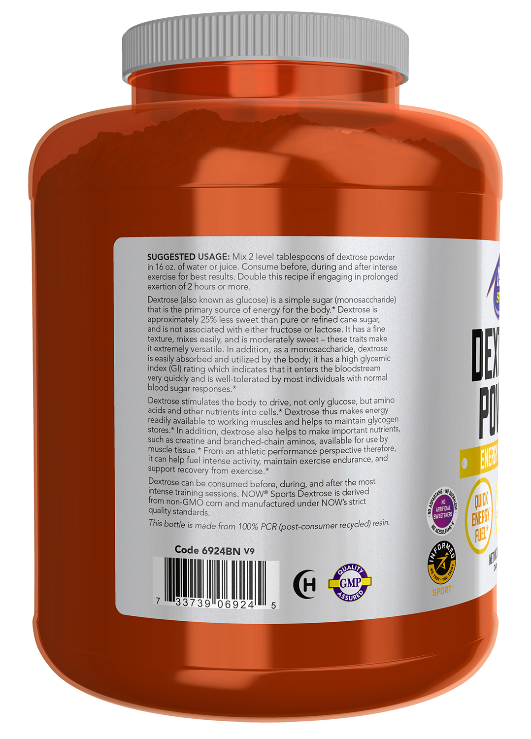 NOW Sports, Dextrose Powder, Simple Carb, Quick Energy Fuel*, 10 lbs