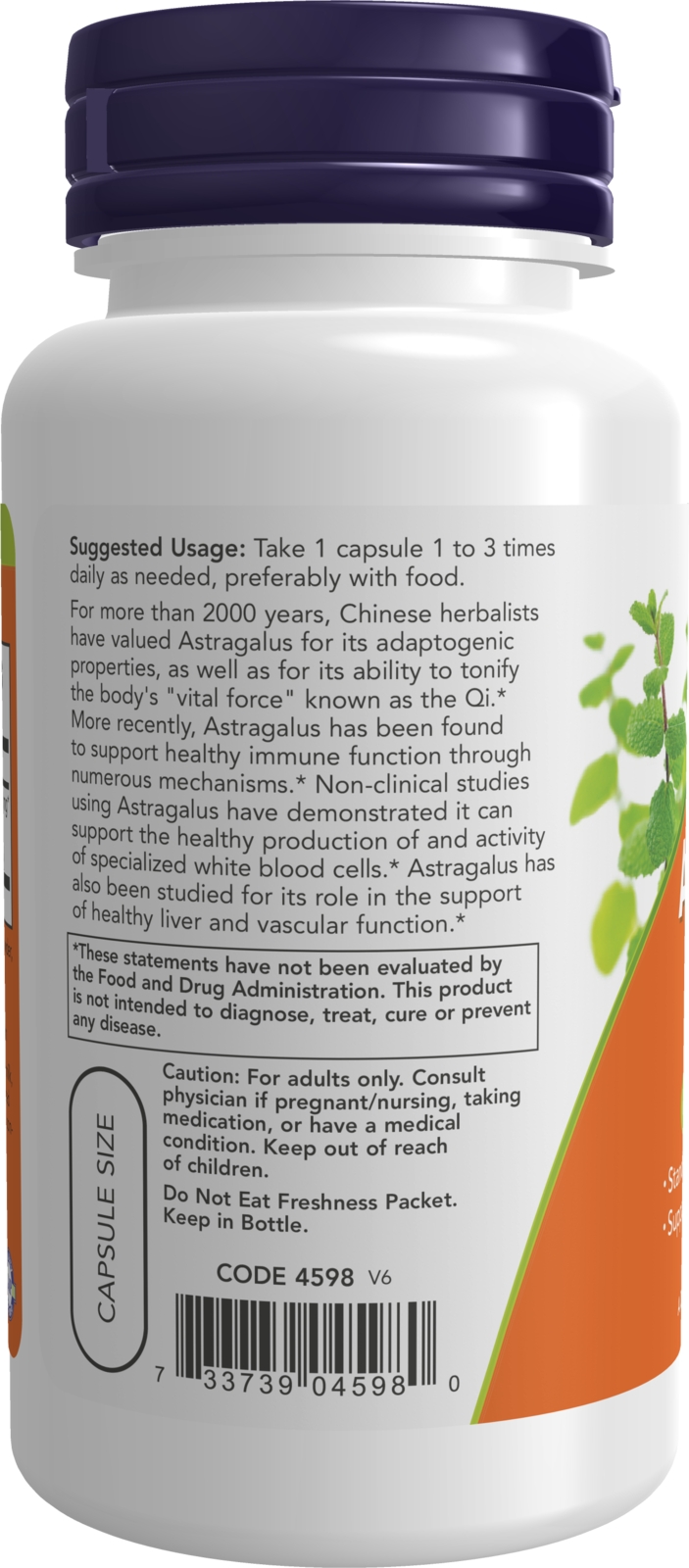 NOW Supplements, Astragalus Extract 500 mg, 90 Veg Caps