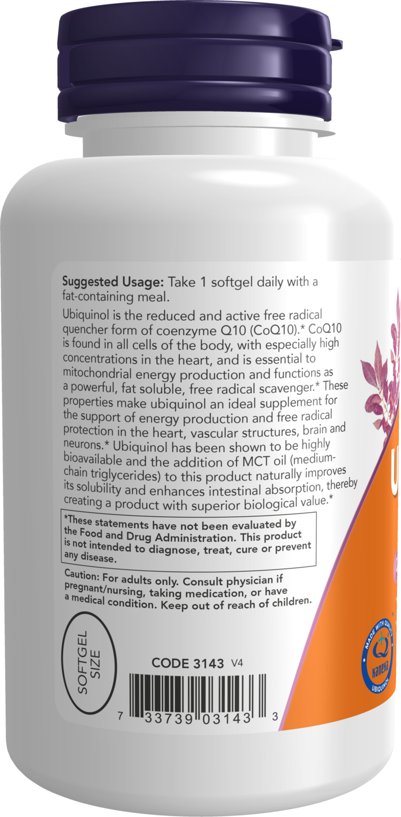 NOW Supplements, Ubiquinol 100 mg, High Bioavailability, 120 Softgels