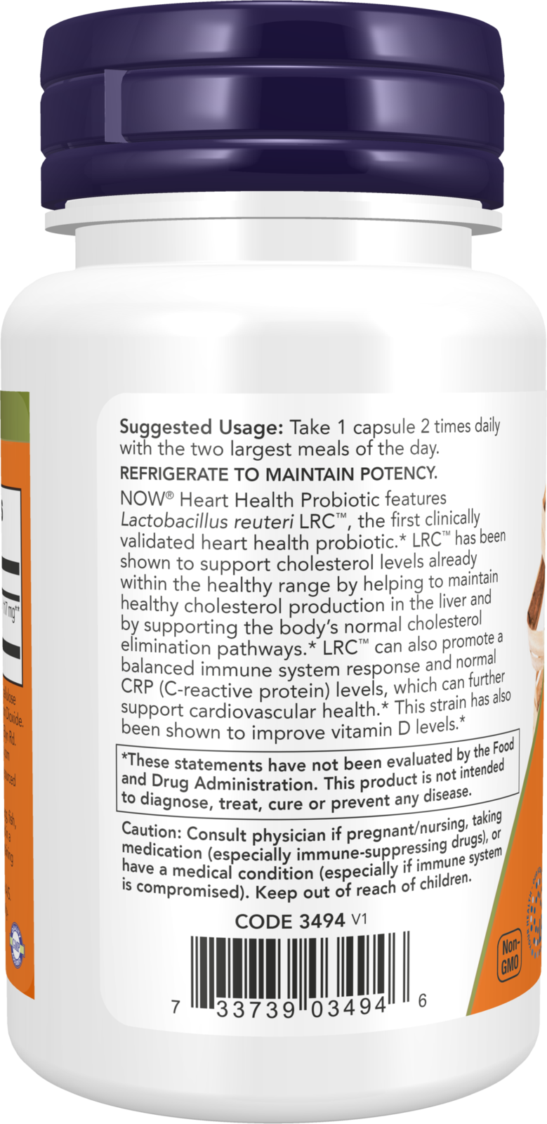 NOW Supplements, Clinical Heart Health Probiotic, NCIMB 30242, 60 Veg Caps