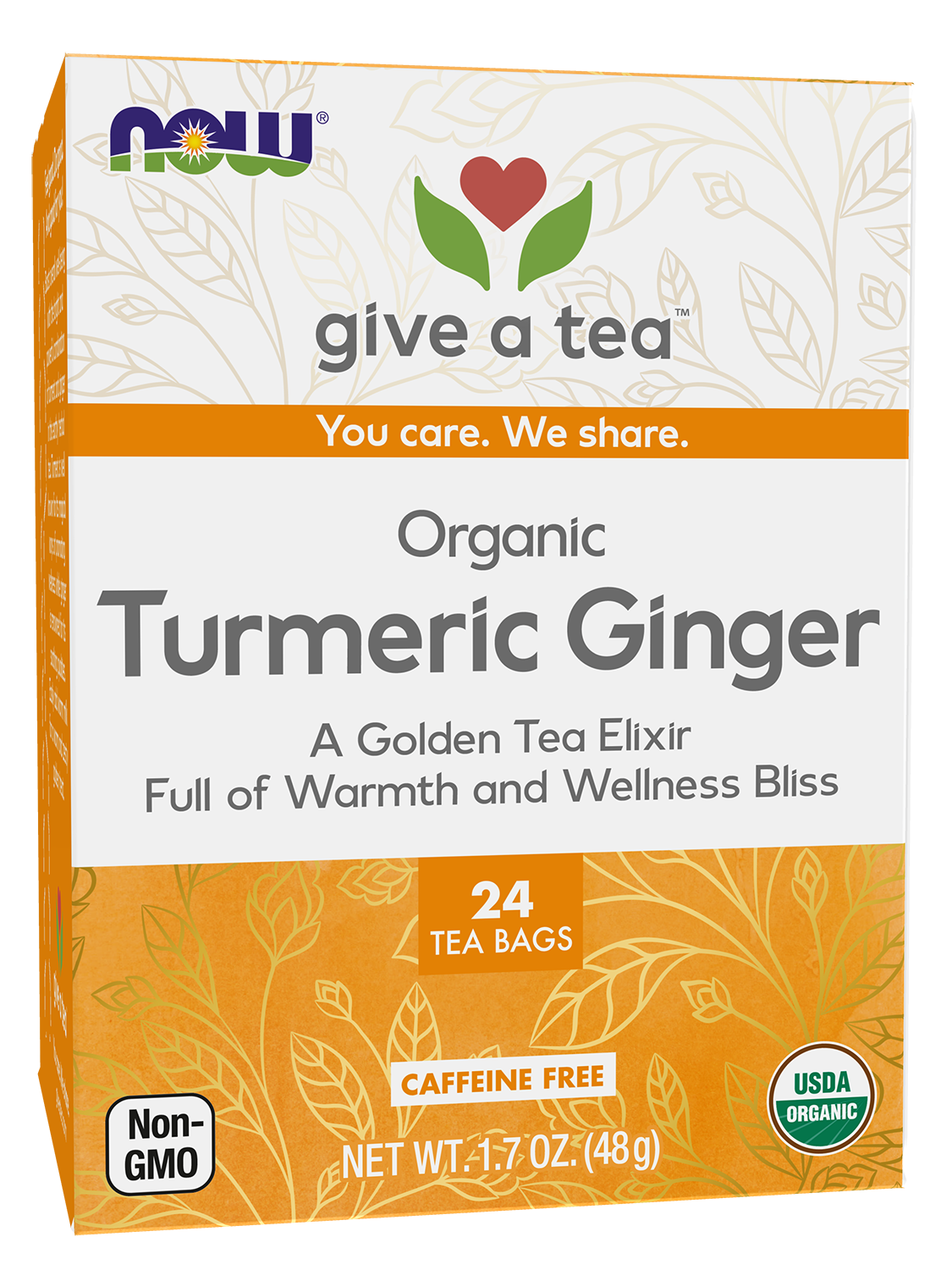 NOW Give a Tea® Organic Turmeric Ginger, Caffeine-Free, 24 bags