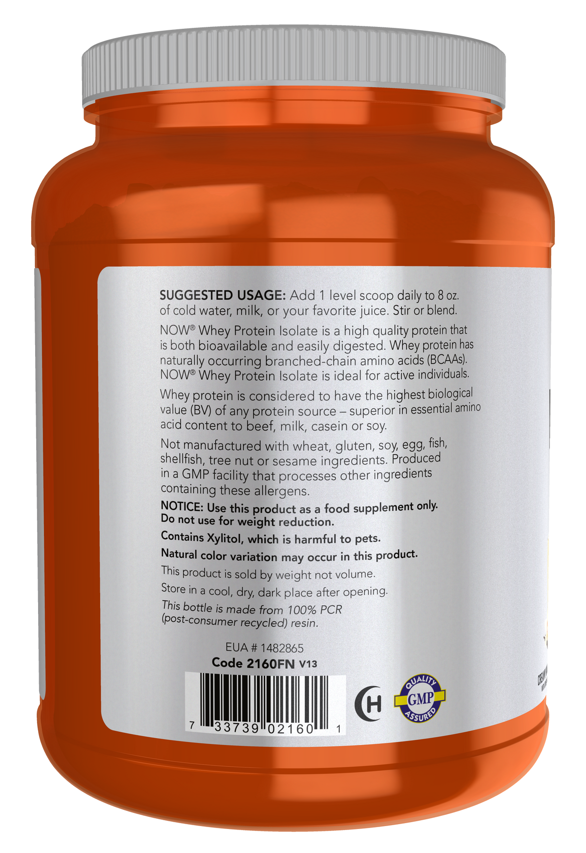 NOW Sports, Whey Protein Isolate 25 g With BCAAs, Vanilla Flavor 1.8 lbs