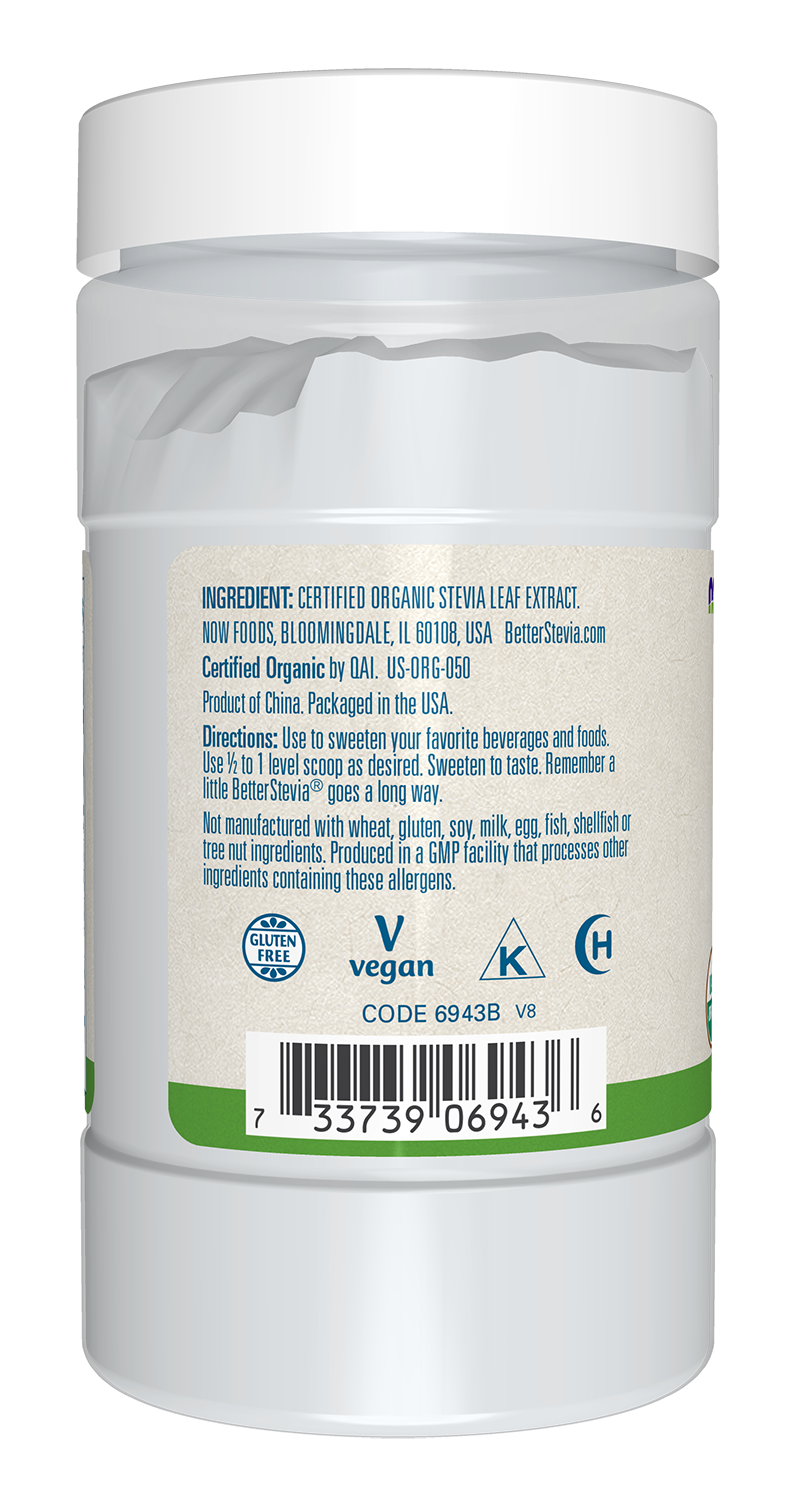 NOW BetterStevia® Organic Zero-Calorie Extract Powder, 4 oz