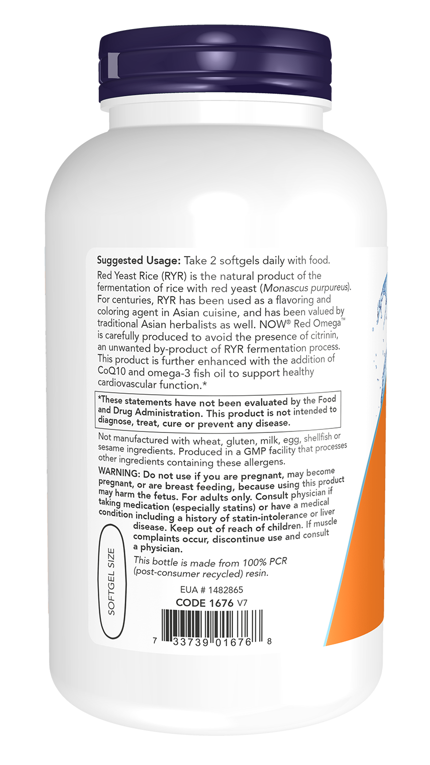 NOW Supplements, Red Omega™ with CoQ10, Omega-3 Fish Oil, 180 Softgels